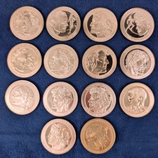 14pc Vintage 1970s Longines Symphonette Great Olympic Moments Medal Set Gold...