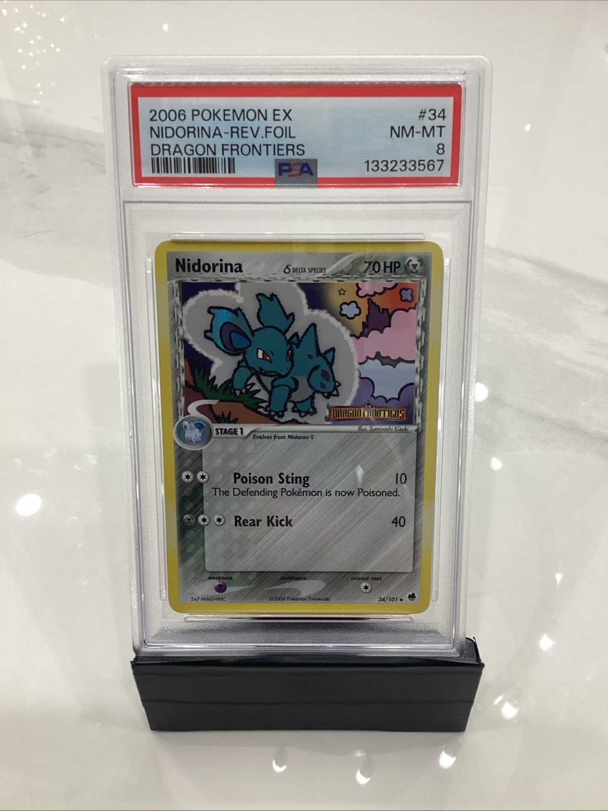 2006 Pokemon Ex #34 Nidorina Reverse Foil Dragon Frontiers PSA 8 Delta Species