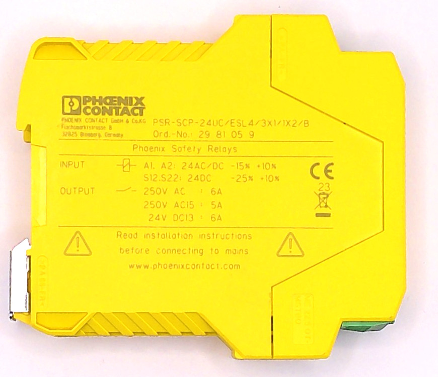 RELÉ DE SEGURIDAD PHOENIX CONTACT PSR-SCP-24UC/ESL4/3X1/1X2/B 2981059