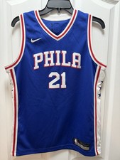 Nike Philadelphia 76ers Joel Embiid 21 Jersey Youth Size L 14-16 Dri-Fit