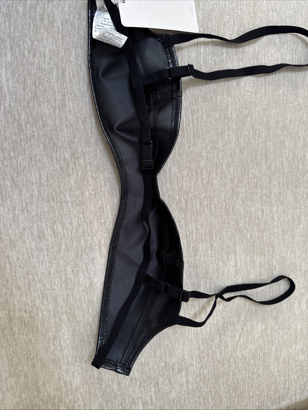 Musera Sexy Crocodile Leather Corset Bralet Top New Black Size Large