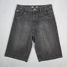 Southpole Jean Shorts Mens 36 Black Baggy Hip Hop Cotton Denim Jorts Skater