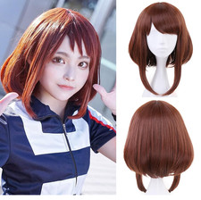 Parrucca Bob Marrone Corta Capelli Sintetici per Costume Anime Cosplay Parrucche o Halloween