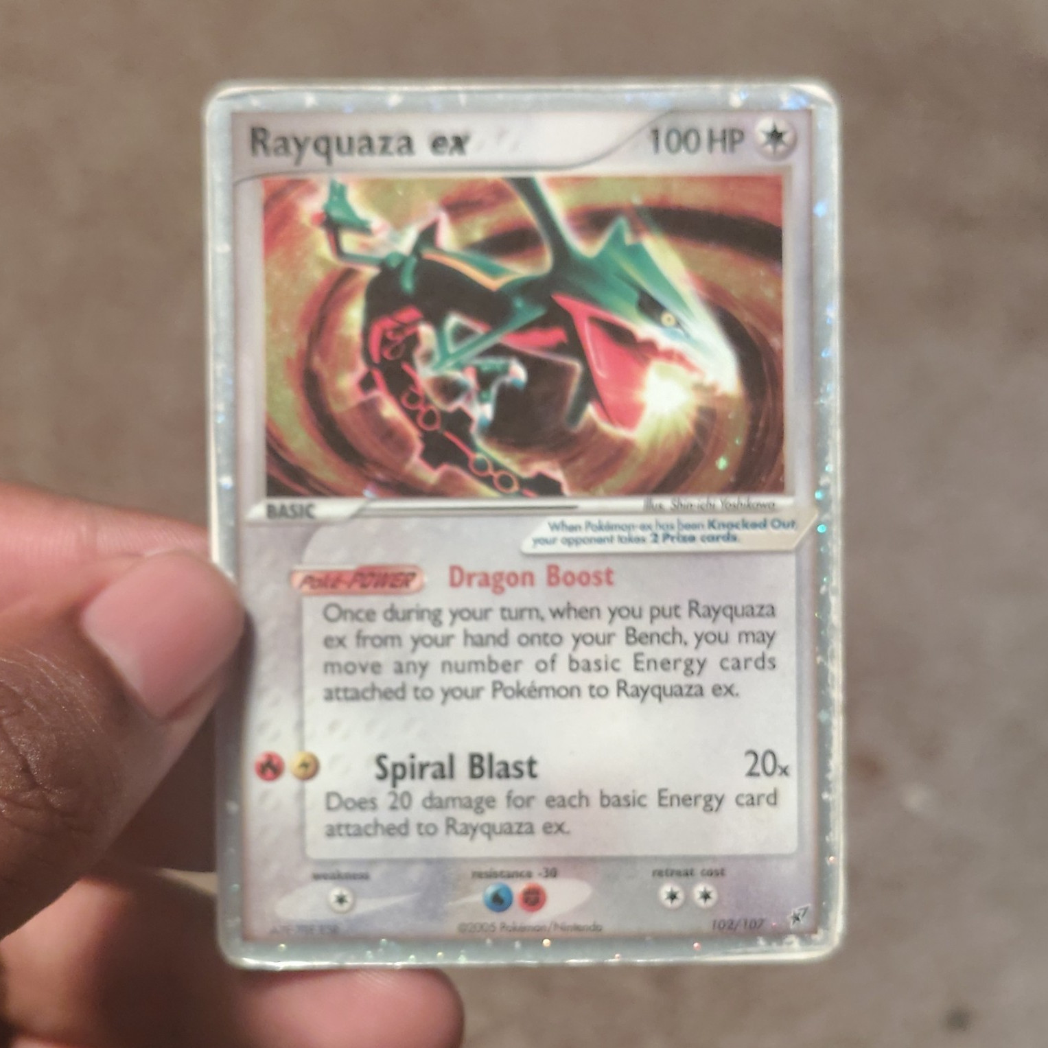 Pokemon Company Rayquaza ex 102/107 EX Deoxys Ultra Rare Holo 100 HP 2005 EN