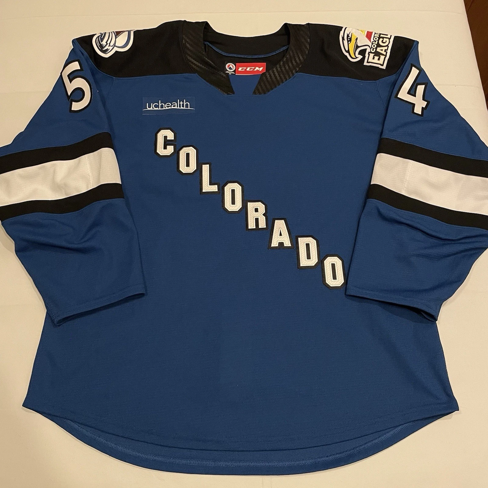 Trey Bradley Colorado Eagles 2021-22 Game Worn Blue Men's Hockey Jersey