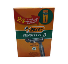 BIC Sensitive 3-Blade Disposable Razors for Men - 24 Count - Less Irritation