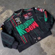 JR Nation Youth L 9/10 Mountain Dew AMP Dale Jr NASCAR Jacket Embroidered