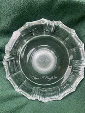 Rare Political Heavy Crystal Ashtray - Signed Thomas F Eagleton. Senate office.