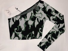 Zara One Shoulder Asymmetrical Green and Blac...