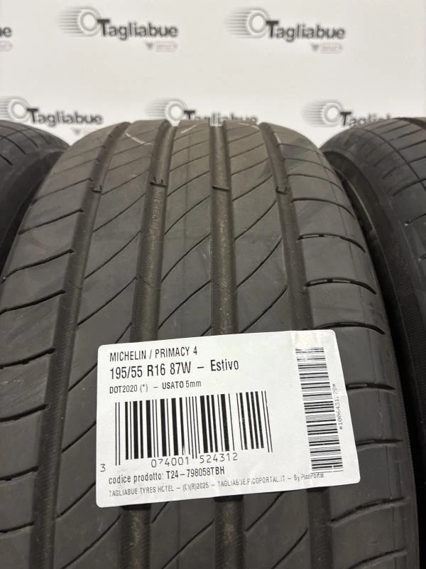 SET 4 GOMME 195/55R16 87W DOT2020  MICHELIN PRIMACY 4 USATO ESTIVO (*)  - Immagine 2 di 4