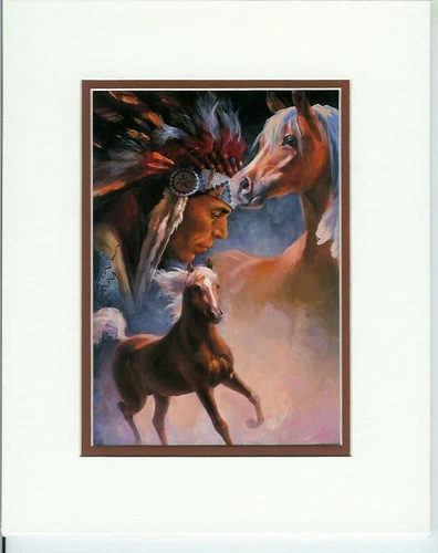 Horse Solider by Detha Watson Native American Open Edition Matted Print