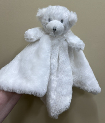 Blankets and Beyond White Teddy Bear Lovey Shaggy Square Plush Security Blanket