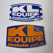 2 adesivi casco attrezzatura sci Invicta KL EQUIPE Guanti vintage 1980-1984