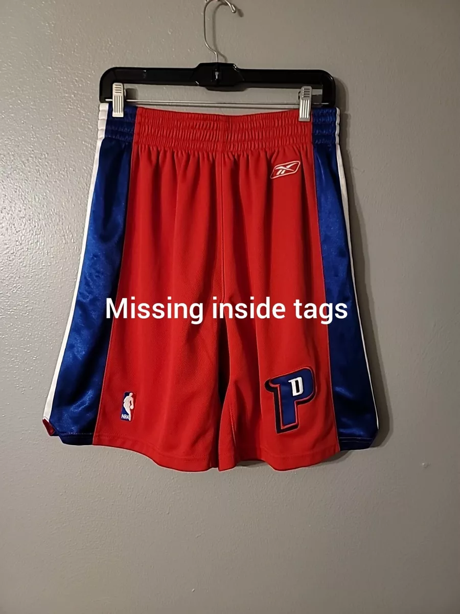 Reebok Detroit Pistons NBA Basketball Shorts Red Blue White Polyester Team Gear |