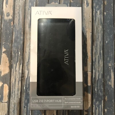Ativa USB 2.0 7-Port Hub 434-959 Black New In Box Sealed