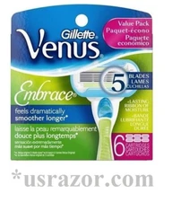 6 Gillette Embrace Razor Blades Fit Venus Olay Swirl Spa Shaver Cartridge Refill