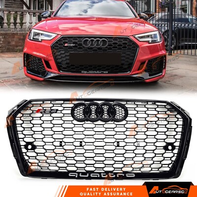 For Audi A4 S4 B9 2017-2019 Front Bumper Grille Honeycomb Mesh Grill RS4 Style