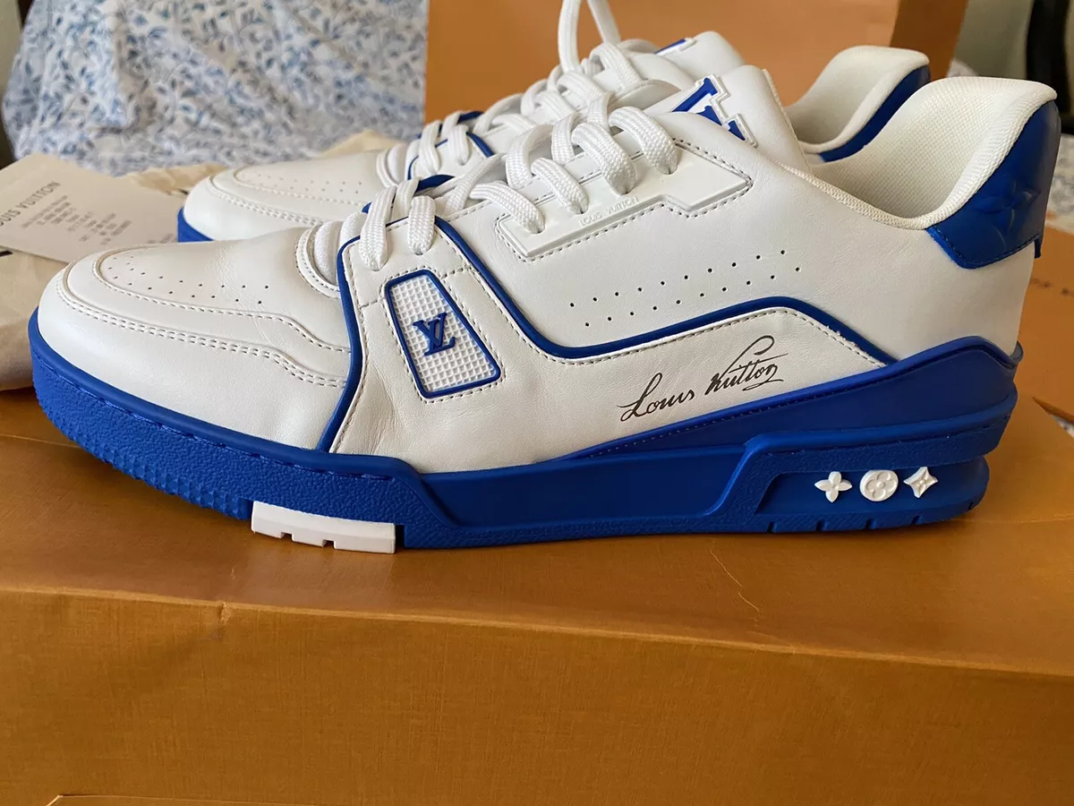 blue and white lv shoes