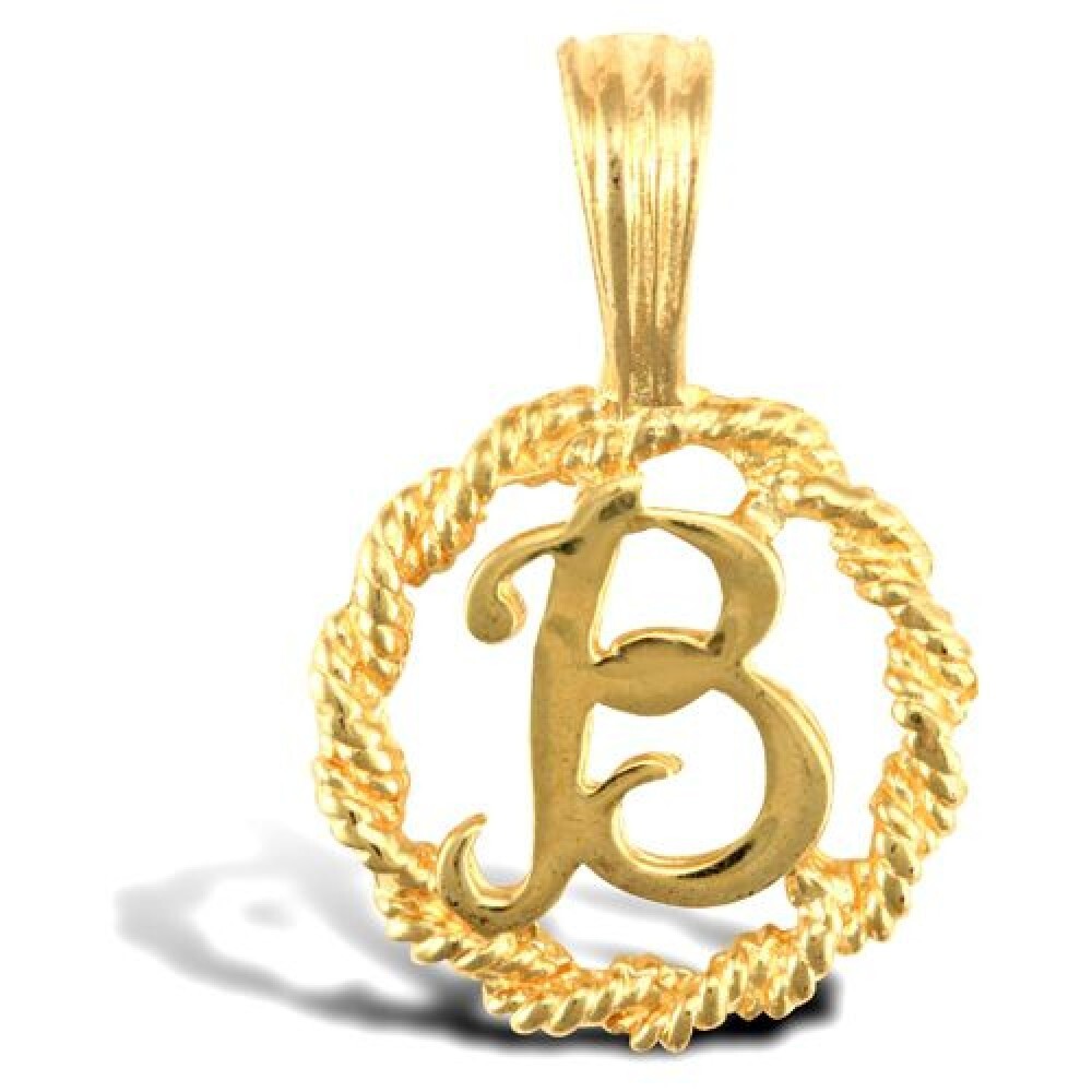 GOLD INITIAL PENDANT ROPE SOLID 9CT YELLOW GOLD LETTER INITIAL 9CT