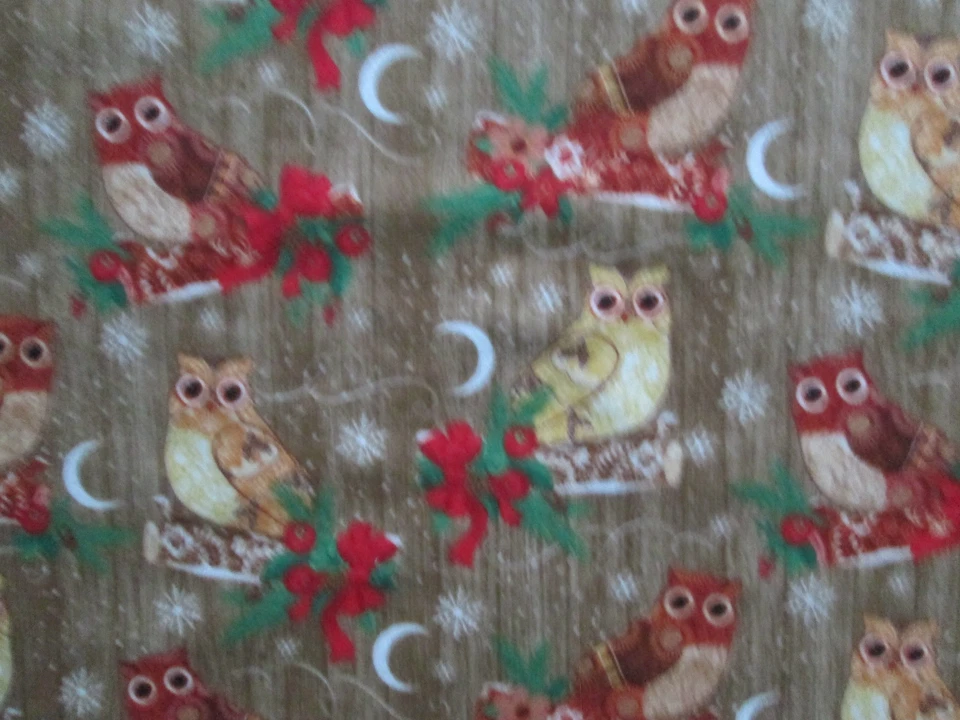 BÚHOS LUNA COPOS DE NIEVE ARCOS ACEBO FRANELA TELA FQ Foto 2 de 4