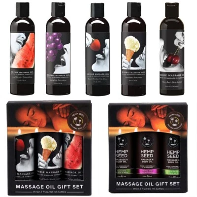 Earthly Body Edible Flavoured Erotic 100% Natural Vegan Massage Oil Gift Set Box