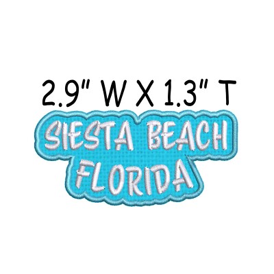 Siesta Beach Florida  Patch Iron-on Embroidered Applique