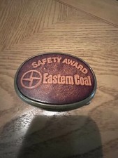 JE27161 NOS VINTAGE 1970s EASTERN COAL COMPANY SAFETY AWARD LEATHER BUCKLE