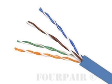 CAT5e CMR 350MHz Ethernet UTP Cable Blue 1000FT - STRANDED BARE COPPER
