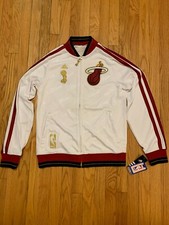 Giacca da pista Miami Heat Adidas TRB Championship full zip taglia small bianca nuova