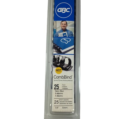 GBC CombBind Professional 1/4  Spine, 25 Sheet Capacity, Navy Blue, 22 In Pack