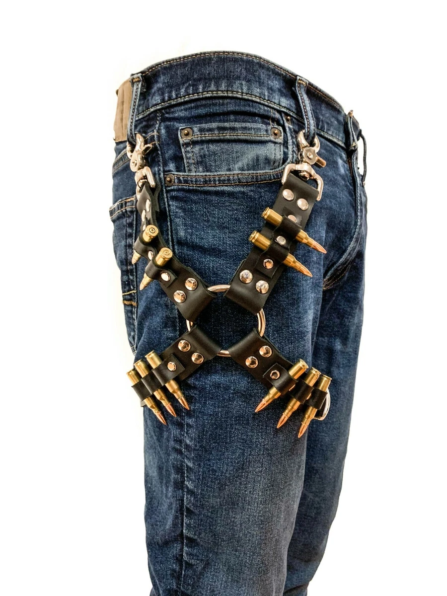 Real Brass Bullet Thigh Harness Leather Harness Fetish Thrash Metal Punk  Rocker