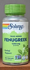 Solaray Fenugreek 1240 mg 100 Capsules True Herbs 1240mg 100 VegCaps