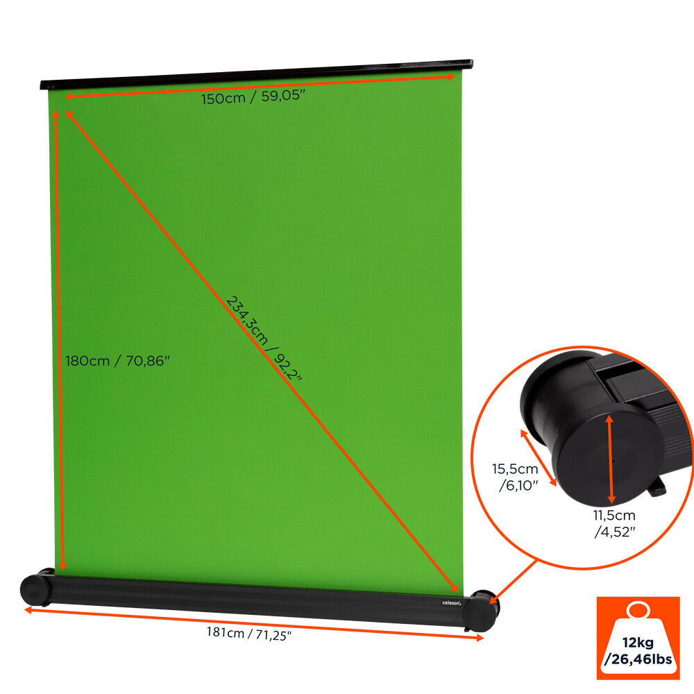 Thumbnail - Celexon Mobile Chroma Key Green Screen 150 X 180