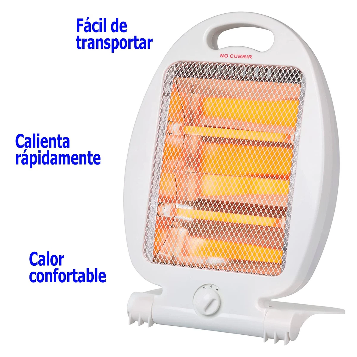 Estufa eléctrica portátil con 2 niveles de potencia 400/800W | 2 tubos de cuarzo