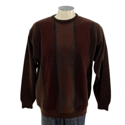 Marcello Crewneck Sweater M Brown Merino Wool Acrylic Pullover Mens