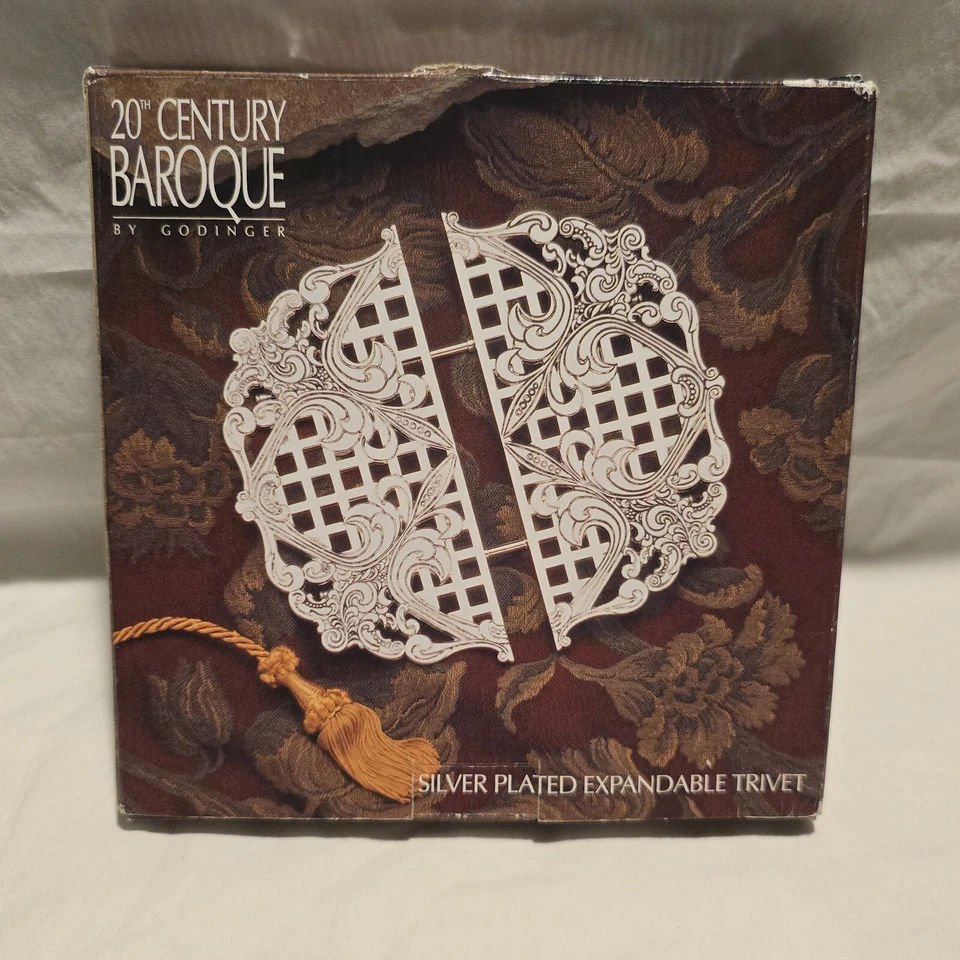 Godinger Silver Plate Expandable Trivet Baroque Revival Ornate Design NEW  - Image 2 of 4