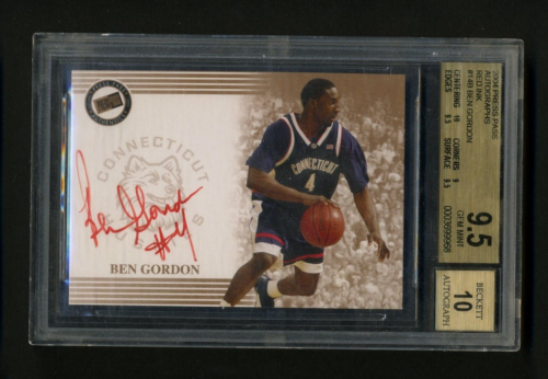 2004 Press Pass Ben Gordon RC Bronze Red Ink On Card Auto BGS 9.5 UCONN Bulls - Picture 1 of 2