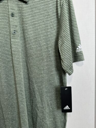 Adidas Golf Polo Shirt Medium MSRP $65 Green Stripe Stretch - Picture 3 of 10