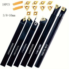 18PCS 3/8 " 10mm Shank Indexable Carbide Lathe Turning Insert Tool Holder