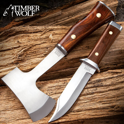 Timber Wolf Set with Sheath - Camp Axe and Fixed Blade Knife