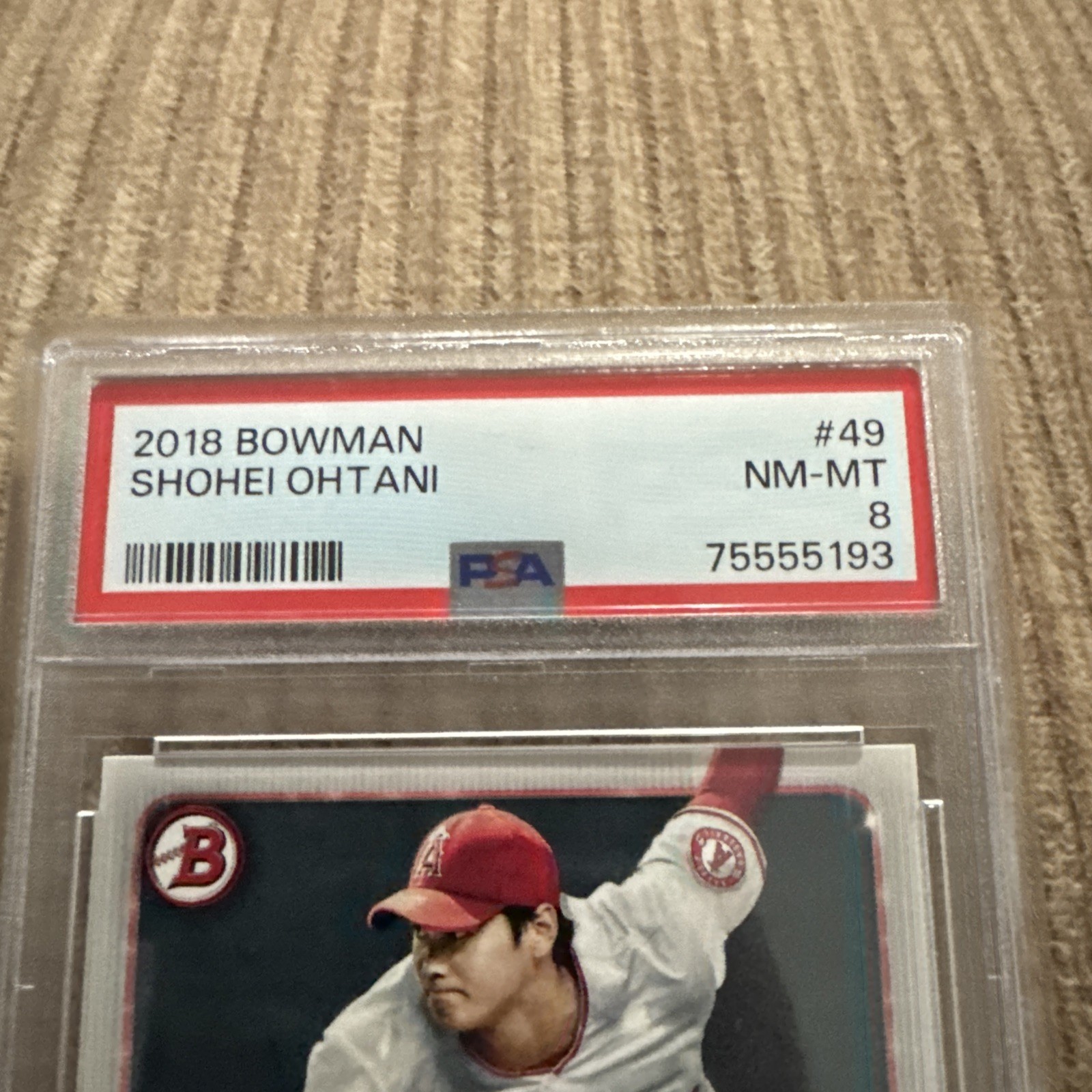 SHOHEI OHTANI 2018 BOWMAN #49 PSA 9 RC GRADED ROOKIE CARD view 2
