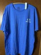 Realtree Mens 2XL T-Shirt Blue Short Sleeve Crewneck Outdoor Hunting Graphic Tee