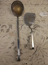 Vintage Irvin Ware Chrome 8.5” Angled Spatula & 12" Slotted Spoon USA