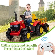 4-In-1 Kids Ride on Tractor with Trailer 12 Volt Kids Ride-On Truck, Xmas Gift
