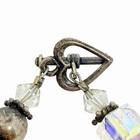 Vintage Estate Sterling Silver 925 Crystal Beaded Heart Toggle Clasp Bracelet 7” — photo 6
