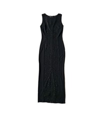 House of Fraser Womens Black Sequined Sleeveless Long Occasions Dress-Size UK 8.