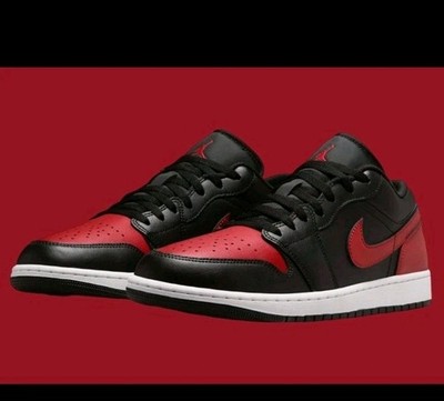 Nike Air Jordan 1 Low Bred Black Red White 553560-067 Men's 7 (youth 7)/wms 8.5