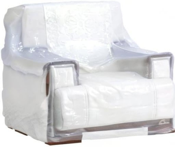 2-Pack Heavy Duty Chair Covers - Clear Waterproof Plastic for Moving & Storage
