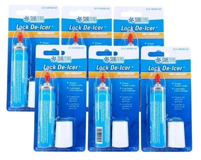 6 Pack SUBZERO Lock De-Icer & Lubricant Thaws Frozen Locks Auto  Truck Home
