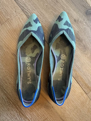 Rothy's The Point Olive Camo Ballet Knit Flats women's size 7.5